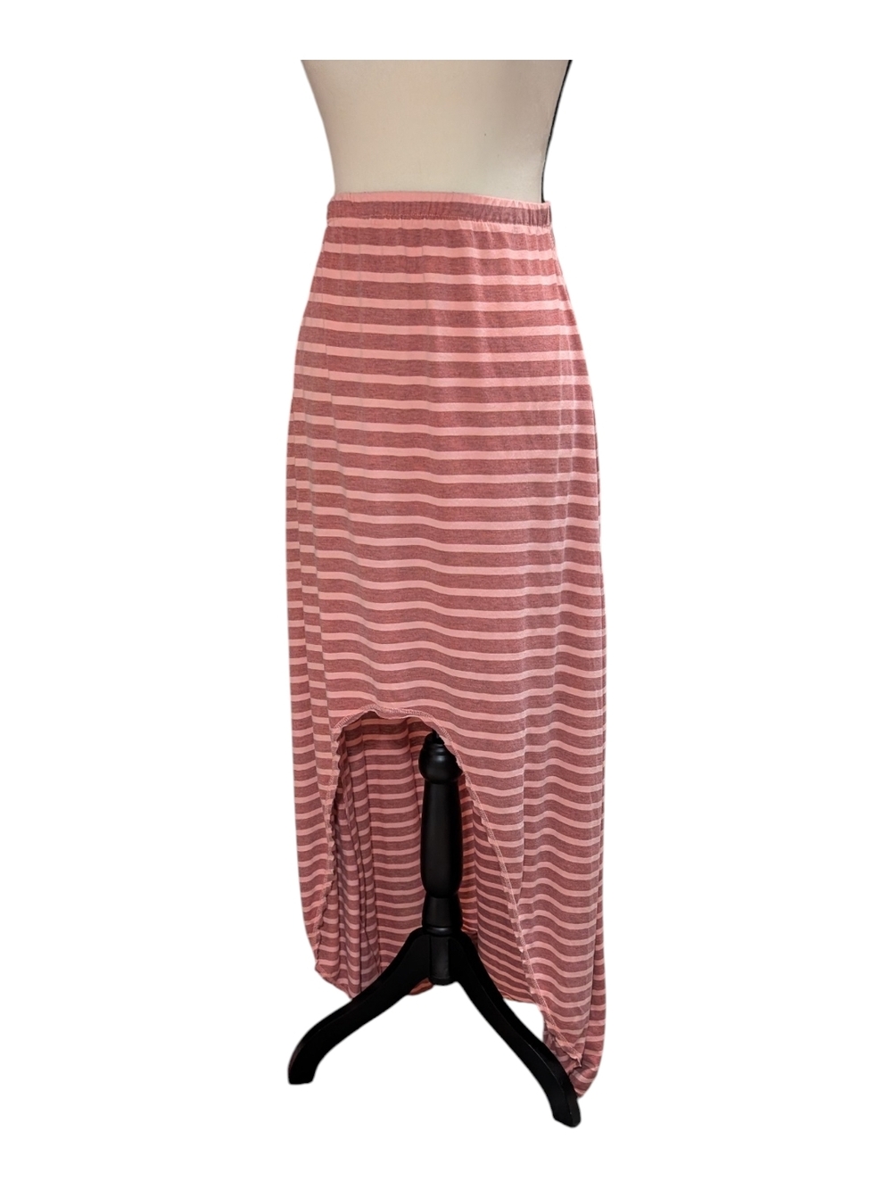 Striped Dusty Rose High-Low Maxi Skirt - Picture 3 of 7